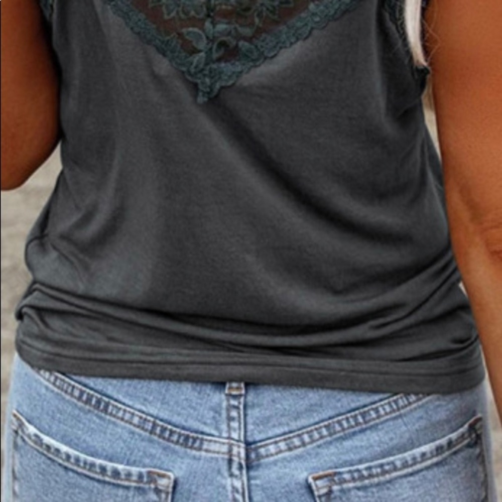 Green Lace On Gray Tank - Picture 6 of 7